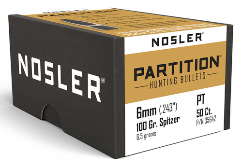 Nosler Partition 6mm 100gr Big Game Bullets 50-Count Box