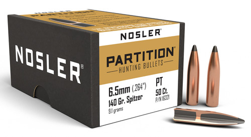 Nosler Partition 6.5 Creedmoor 140gr Big Game Spitzer Bullets 50-Count