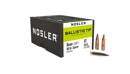 Nosler Ballistic Tip 6mm 90gr Color-Coded Hunting Spitzer 50/Box