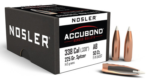 Nosler AccuBond 338Cal 225gr White Polymer Tip Hunting Bullet 50/Box