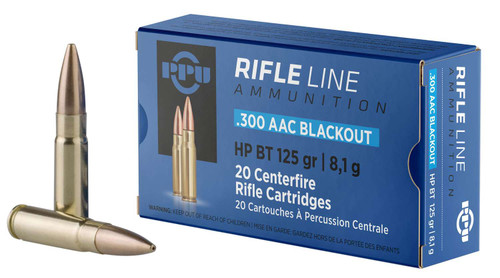 PPU PP300BH Standard Rifle 300 Blackout 125 gr Hollow Point Boat Tail (HPBT)