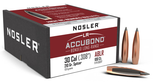Nosler AccuBond Long Range .30 Cal 210gr Spitzer Boat Tail Bullets 100/Box