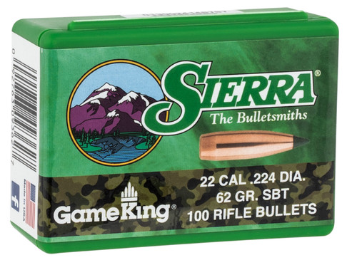 Sierra 9362 62gr Spitzer Boat Tail Reloading Bullets 100/Box