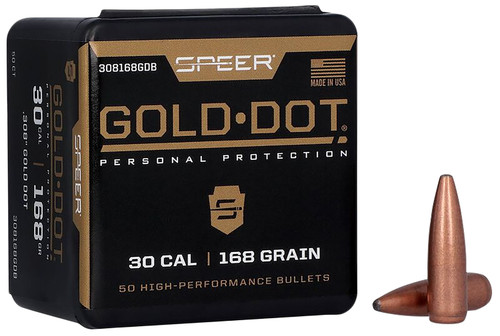 Speer 308168GD Gold Dot 30Cal 168gr SP Rifle Bullets 50/Box