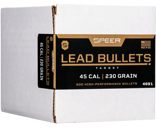 Speer 45Cal 230gr Lead RN Handgun Reloading Bullets 500 Per Box