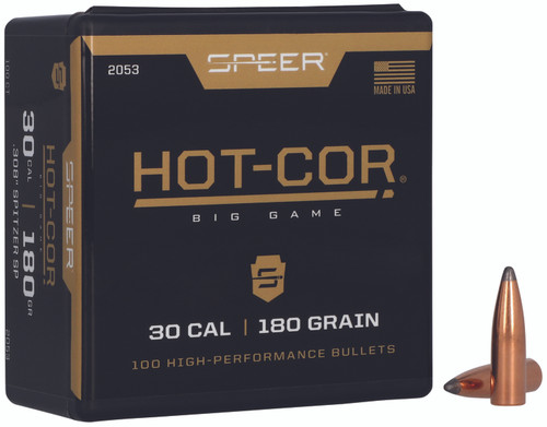 Speer 30Cal 180gr Hot-Cor Spitzer SP Rifle Component Bullets 100/Box