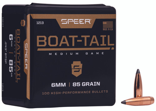 Speer #1213 6mm 85gr Boat Tail Jacketed Soft Point 100-Count Box