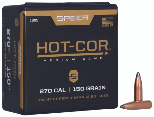 Speer #1605 Hot-Cor 277Cal 150gr Spitzer SP Component Bullets 100-Count Box