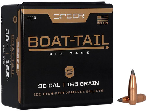 Speer .308 165 Grain Spitzer BT Soft Point Reloading Projectiles