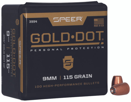 Speer Gold Dot 9mm 115 Grain Hollow Point Defense Reloading Projectiles