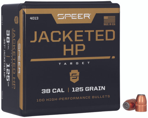 Speer #4013 38 Cal 125gr Jacketed Hollow Point Handgun Bullets Box of 100