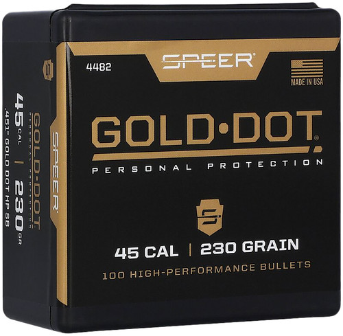 Speer #4482 Gold Dot 45 Cal 230gr Hollow Point Reloading Bullets Box of 100