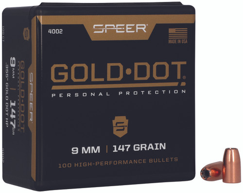 Speer Gold Dot Personal Protection Bullet 9mm 147gr Hollow Point 100ct