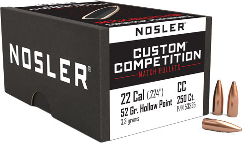 NOSLER BULLETS 22 CAL .224 52GR HP-BT CUSTOM COMP. 250CT