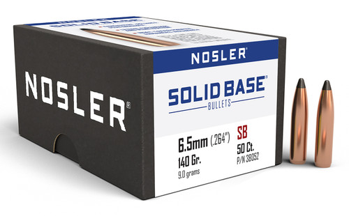 Nosler 6.5mm .264" 140gr SP Solid Base Bullets Box of 50