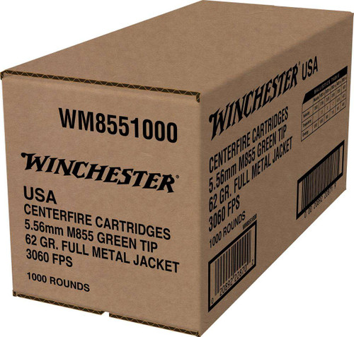 Winchester 5.56x45 NATO M855 62gr FMJ Ammo - 1000 Rounds