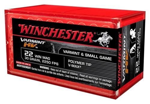 Winchester .22 Mag Rimfire Varmint HV 30gr V-Max Ammo