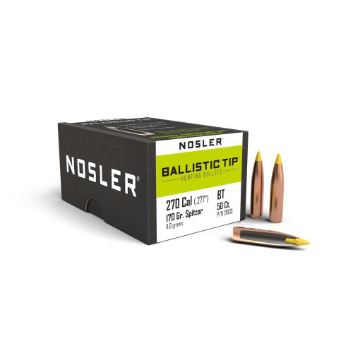 Nosler 270 Cal 170gr Spitzer Ballistic Tip Projectiles 50ct