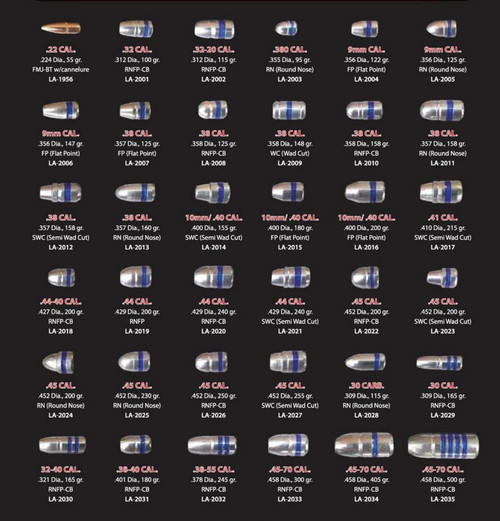 Lightning Ammo .38 Cal .358" 125gr Round Nose Flat Point-CB Cast Lead Bullets 100/ct