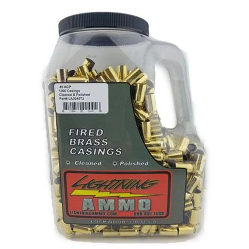 Lightning Ammo Cleaned Polished .45 ACP Remanufactured Brass 500/ct (Mixed Primer)
