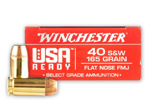 Winchester Ammo RED40 USA Ready 40 S&W 165 gr Full Metal Jacket Flat Nose (FMJFN)