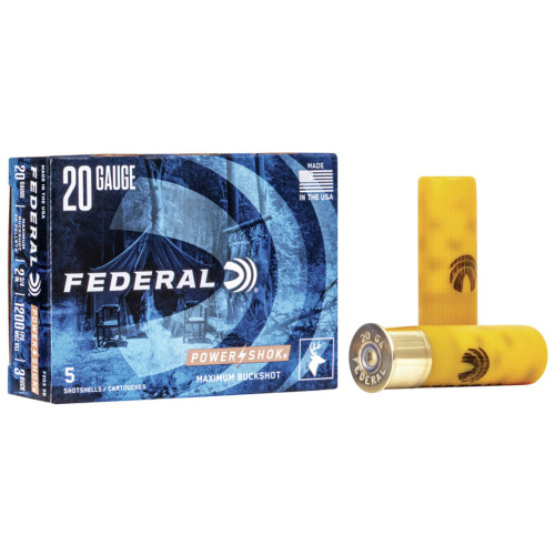 Federal Power-Shok Magnum Maximum Buckshot 20 Pellets 20 Gauge 2.75 in / 2.75 in #3 Buck 1 oz