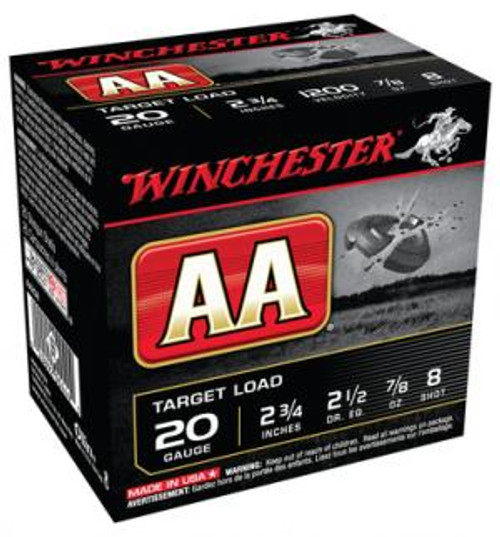 Winchester AA Target Loads Shotshells - 20 Gauge (20 ga.) - 7/8 oz. - 8 Shot - 250