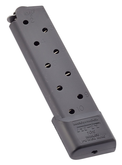 CMC Products MRPM45FS10B Power Mag Railed 10rd .45 ACP 1911 Government Magazine, Black Stainless Steel