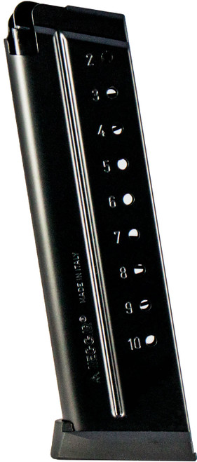 Mec-Gar MGCGOV910AFC Standard Blued Anti-Friction Coating 10-Round 9mm Luger Magazine for 1911 Government