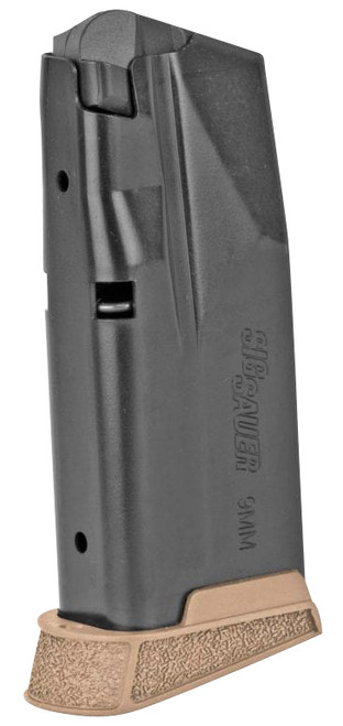 Sig Sauer MAG365910XCOY P365 Micro Compact 10rd 9mm Luger Magazine with Finger Extension Black Coyote Steel
