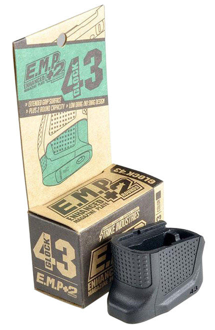 Strike Industries EMPG43B Enhanced Magazine Plate for Glock 43 - Black Polymer, Adds 2 Rounds