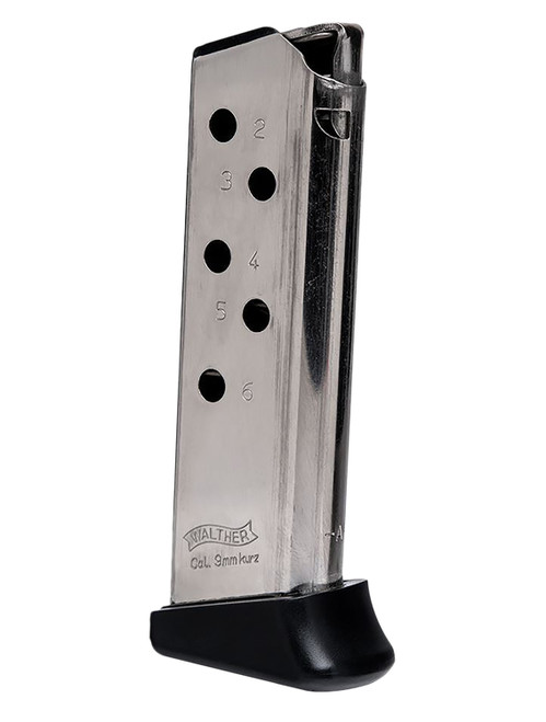 Walther Arms 2246010 PPK 6-Round .380 ACP Detachable Magazine with Finger Rest - Nickel Steel