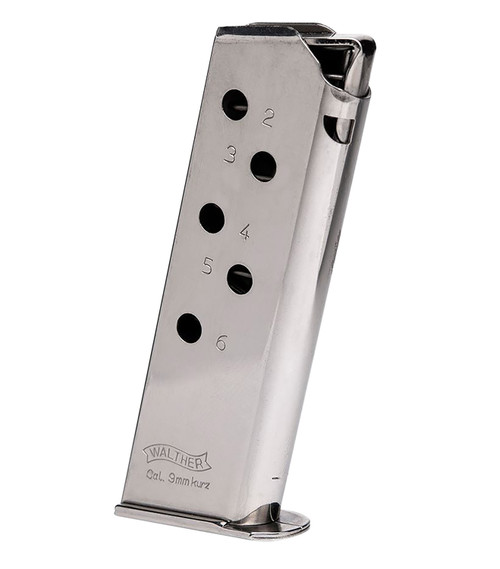 Walther Arms 2246009 PPK 6-Round .380 ACP Replacement Magazine - Stainless Steel