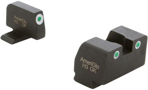 AmeriGlo XD181 Optic Compatible Sight Set for Springfield XD - Green Tritium White Outline Front & Rear