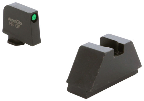 AmeriGlo GL810 Optic Compatible Sight Set for Glock 2XL Tall Green Tritium Black Outline Front & Flat Black Rear