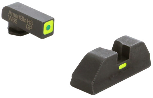 AmeriGlo GL614 CAP Tritium Sight Set for Glock 9mm/.40/.380 Gen 1-4 – Green Tritium LumiGreen Outline Front, LumiGreen Bar Rear