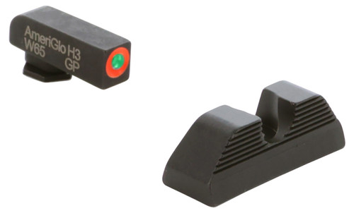 AmeriGlo GL351 Protector Sight Set for Glock - Green Tritium Orange Outline Front & Black Serrated Rear