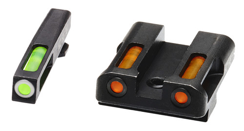 HiViz GLN425 LiteWave H3 Glock Sight Set - Green Tritium White Outline Front, Orange Fiber Optic Rear