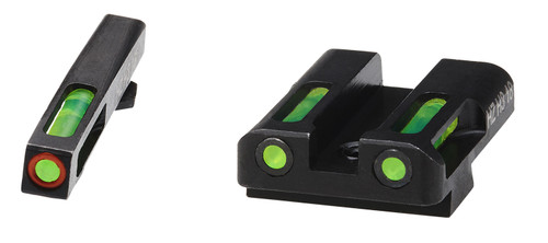 HiViz GLN525 LiteWave H3 Glock Sight Set - Green Tritium Orange Outline Front, Green Fiber Optic Rear