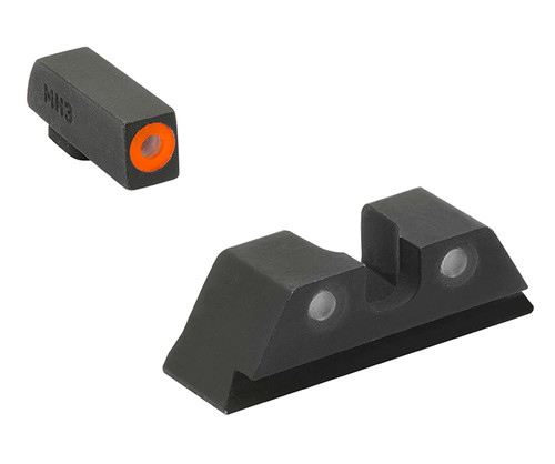 Meprolight Hyper-Bright Night Sight Set Orange Outline Front/Green Tritium Rear Glock 17/19/22