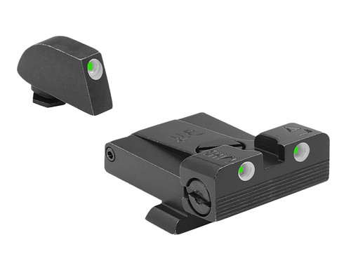 Meprolight Tru-Dot Adjustable Green Tritium Sight Set for Glock 17/19/22/23/26/27/28/31-35/37-39/42/43