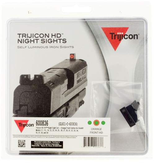 Trijicon 600836 HD XR Night Sights Green/Tritium Orange Outline Front Sight-Green Tritium Black Outline Rear Sight Glock 17/17L/19/22 Standard Frame