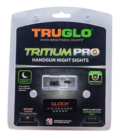 TruGlo TG231G2C Tritium Pro Night Sight Set Green Tritium Orange Outline Front Glock