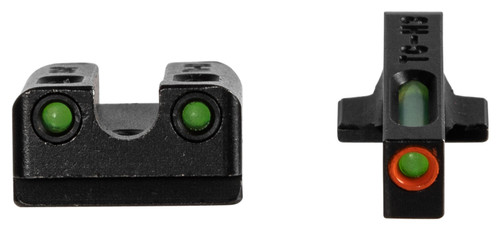 TruGlo TG13SG4PC TFX Pro Black | Green Tritium & Fiber Optic Orange Outline Front Sight Green Tritium & Fiber Optic Rear Sight