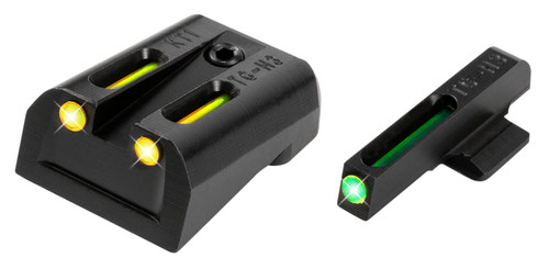 TruGlo TG131KTY TFO Tritium Fiber Optic Front & Rear Sight Set for Kimber 1911 Green/Yellow