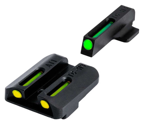 TruGlo TG131GT1B TFO Tritium Fiber Optic Front & Rear Sight Set Glock 42/43/43X/48 Green/Yellow