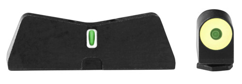 XS Sights GL0009S5Y DXT2 Big Dot Night Sights for Glock - Green Tritium Yellow Outline Front