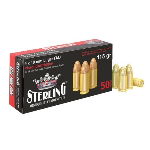Sterling 9mm Luger 115 Grain Full Metal Jacket(FMJ)