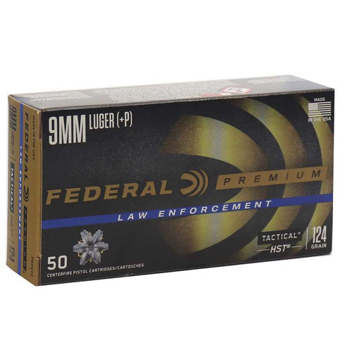 Federal Law Enforcement 9mm Luger 124 Grain +P HST Jacketed Hollow Point(JHP)