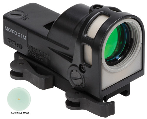 Meprolight M21 Black 1x 30mm 4.3 MOA Red Dot Reflex Sight, Fiber-Optic and Tritium
